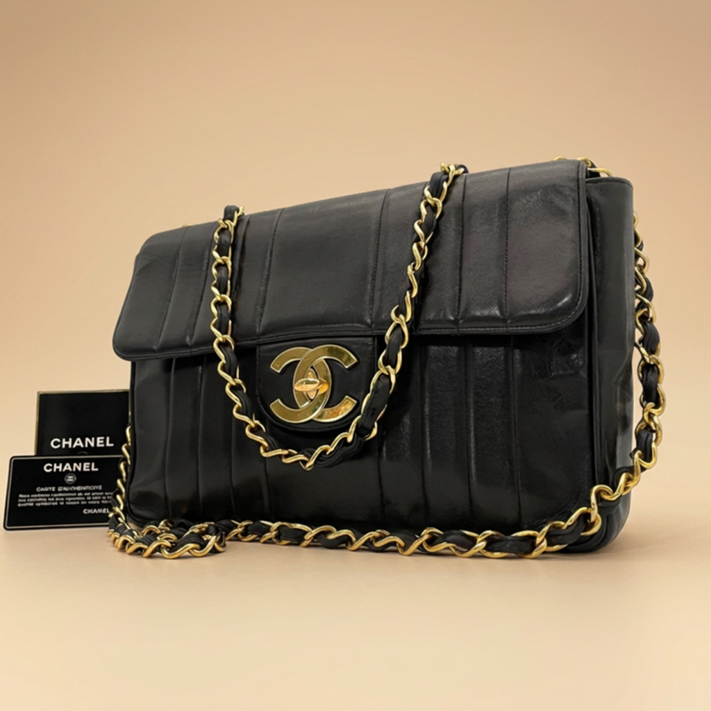 Chanel Mademoiselle Jumbo Flap Bag con Herrajes Dorados 24K