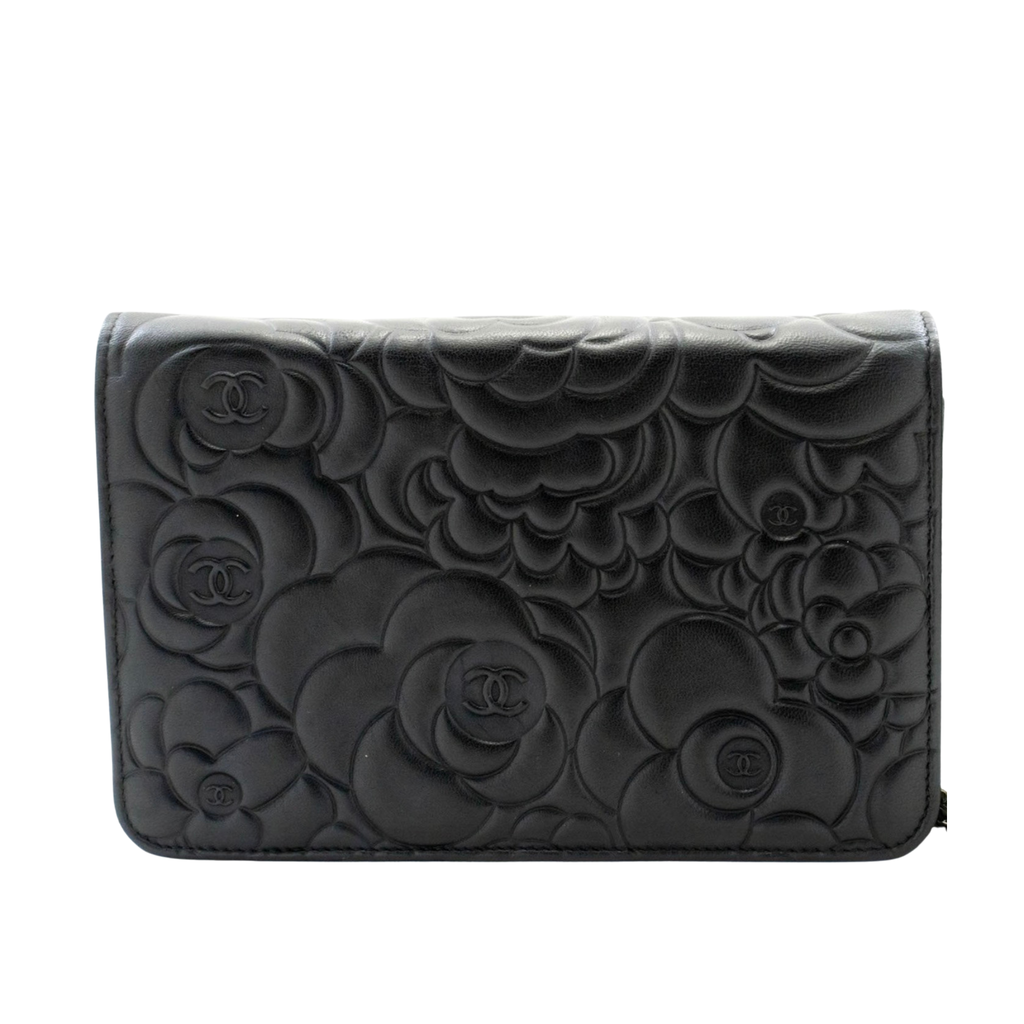 Chanel Camellia Embossed Wallet on Chain
