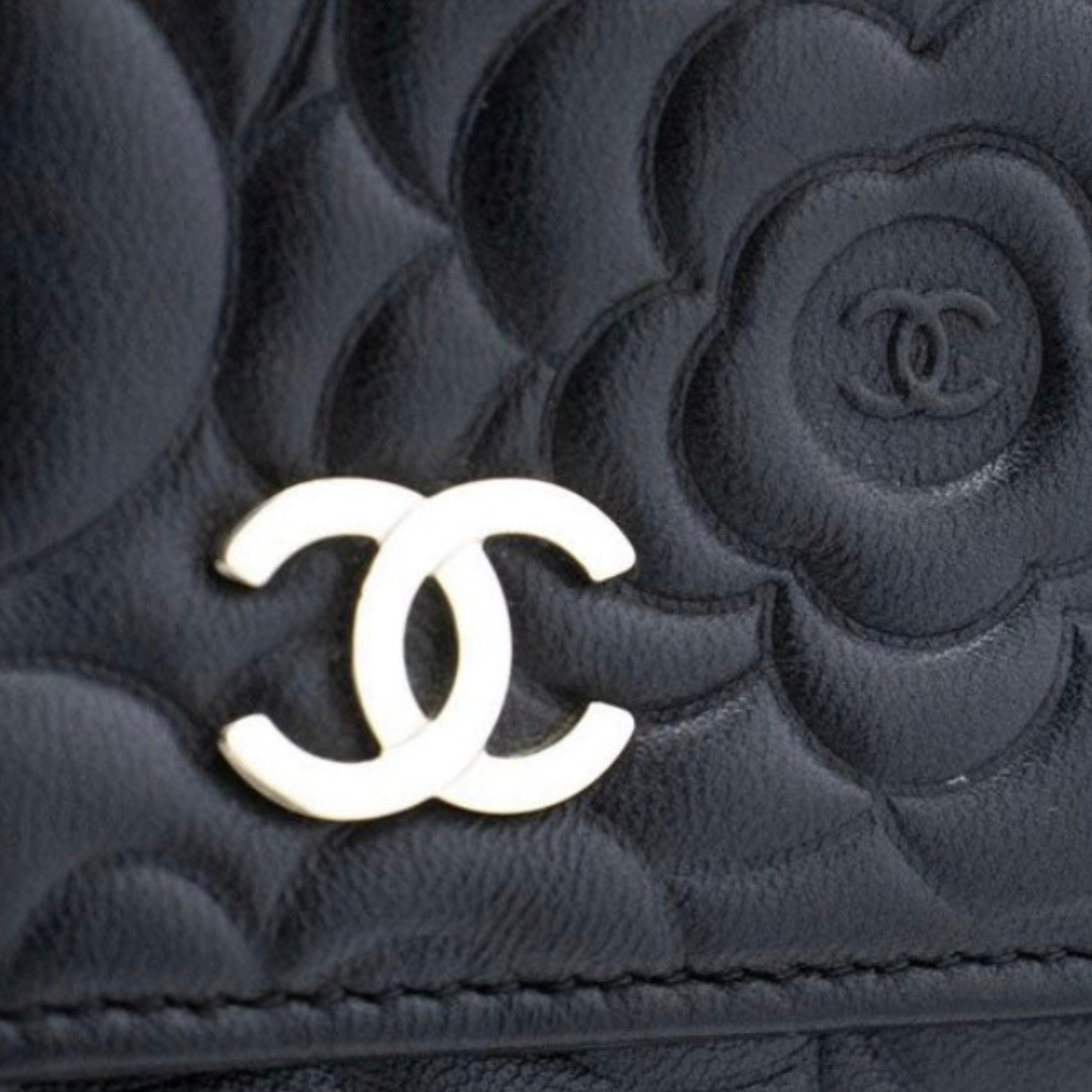 Chanel Camellia Embossed Wallet on Chain
